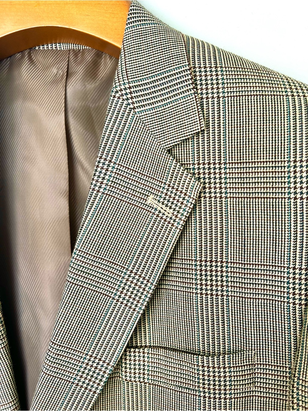 Silk & Bamboo Classic Glen Plaid Blazer - Gray/Beige